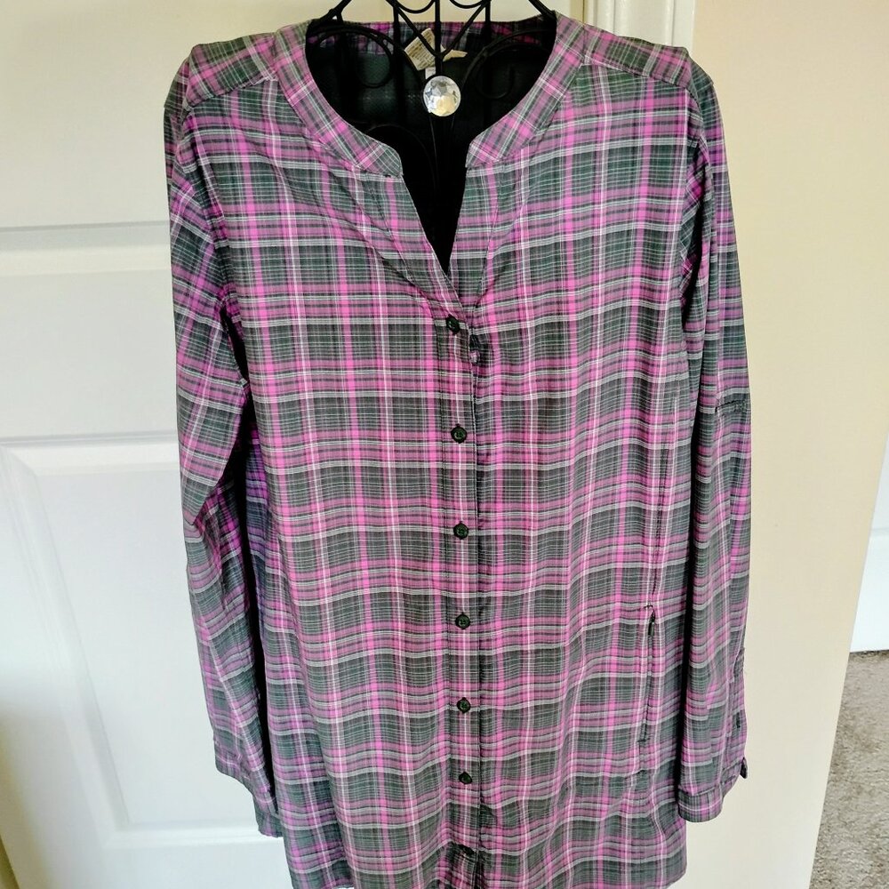 Duluth Pink Plaid V-Neck Sidewinder Tunic Size L